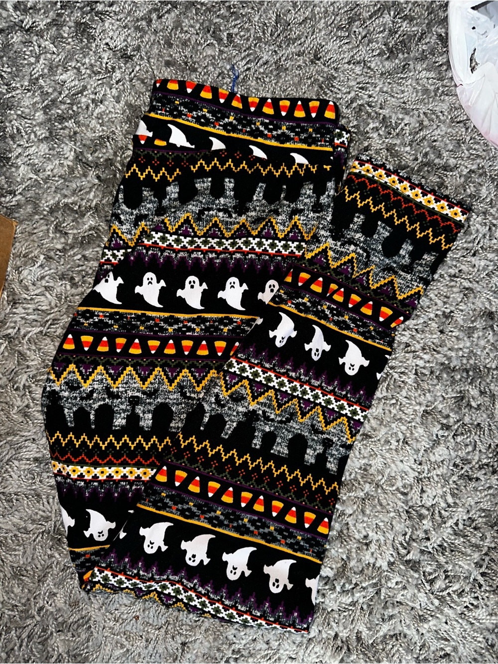 Women’s Halloween Ghost Pattern Leggings - Black